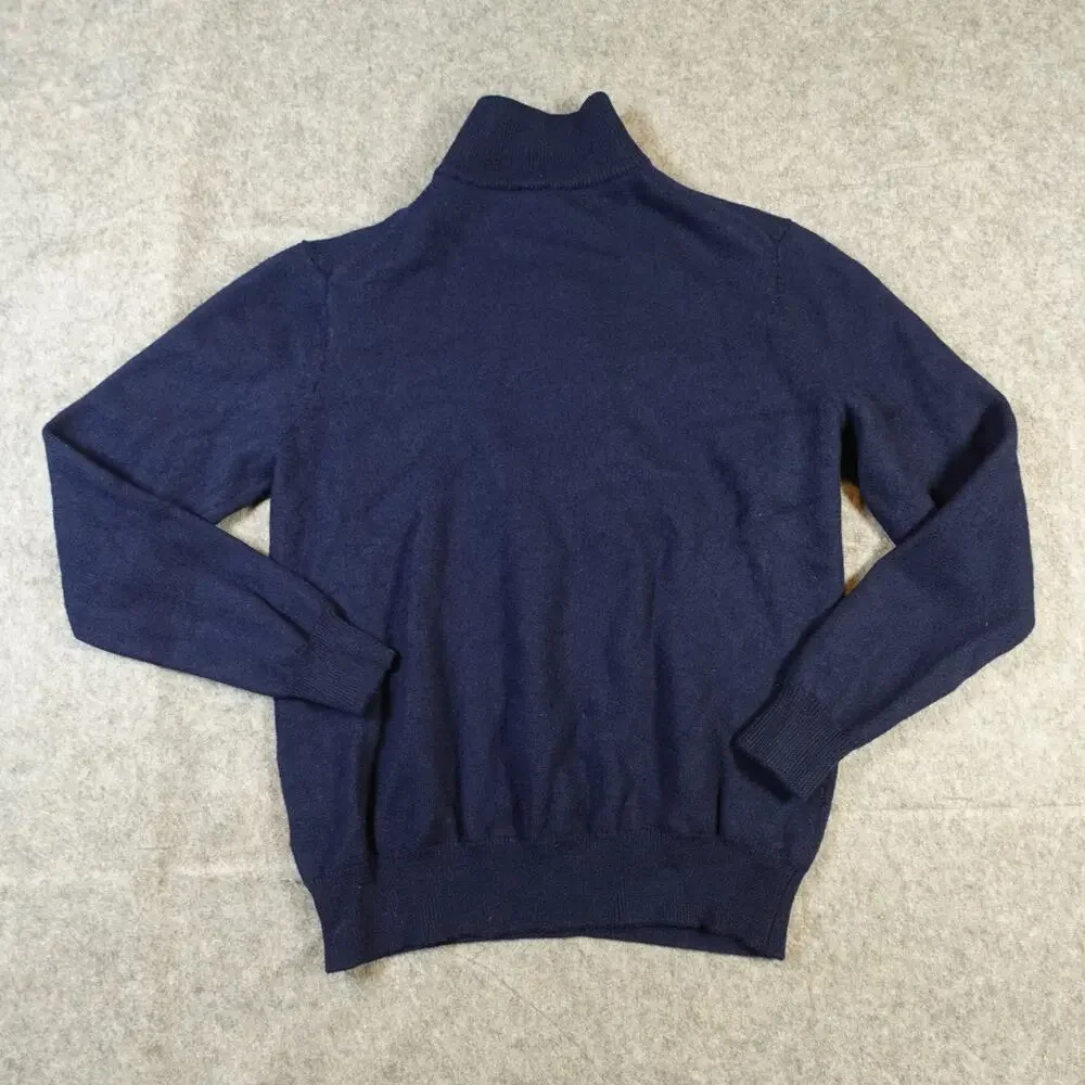 Jeremy Argyle Sweater‎ Mens Extra Large Merino Wool 1/4 Zip Jumper Pullover Navy